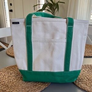 Lands' End Canvas Tote with Green Trim